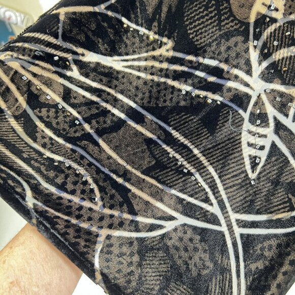 Chicos Design Womens 3 L Black Silk Velvet Burnout Jacket Mandarin Collar Tunic - Picture 12 of 15